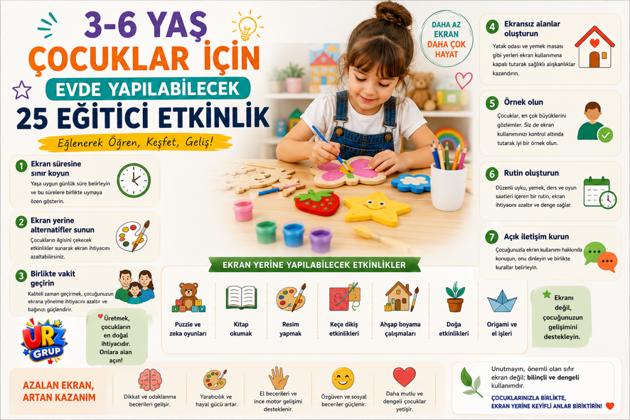 3-6 Yaş Çocuklar İçin Evde Yapılabilecek 25 Eğitici Etkinlik