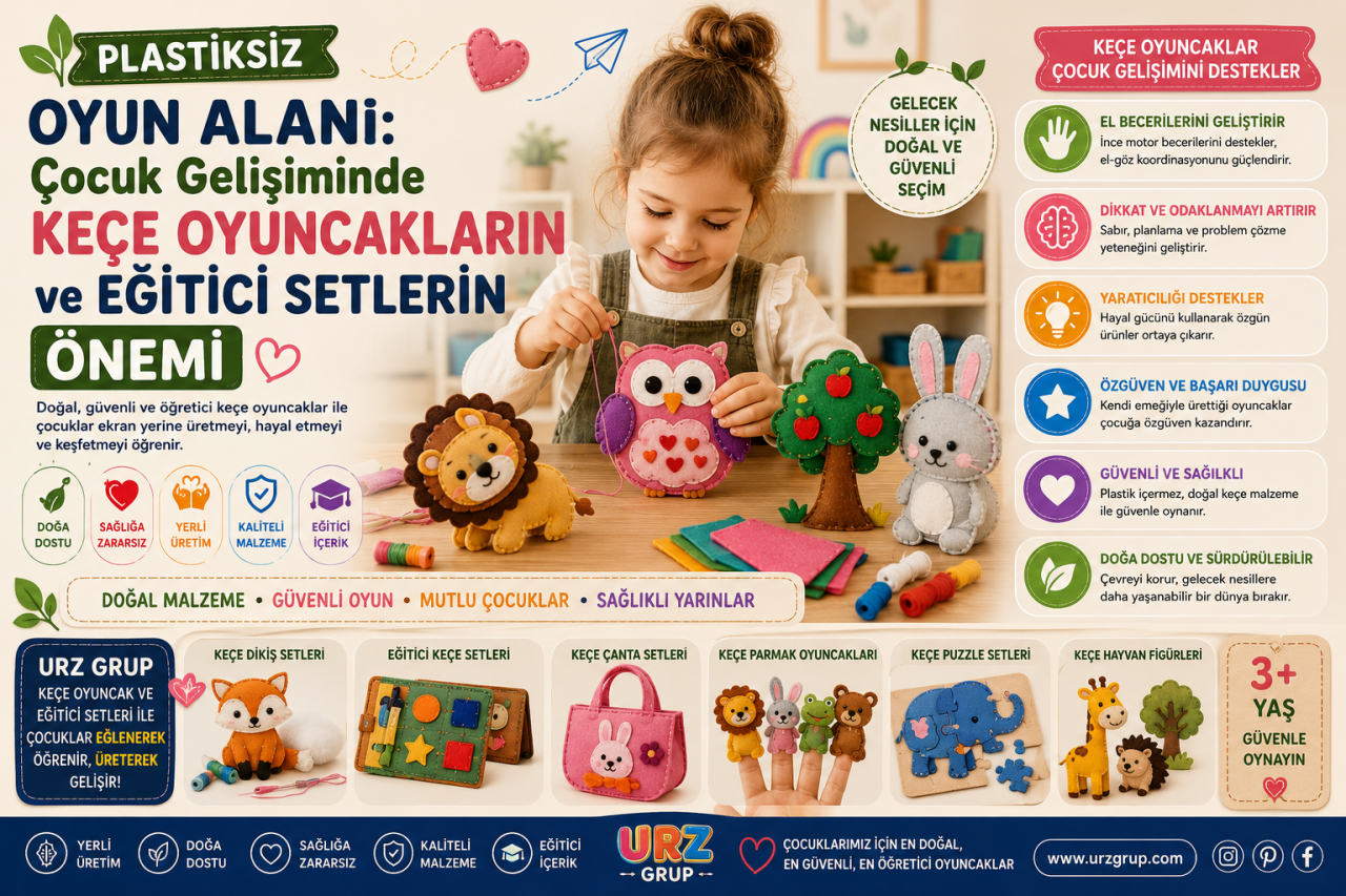 Plastiksiz Oyun Alanı: Çocuk Gelişiminde Keçe Oyuncakların ve Eğitici Setlerin Önemi
