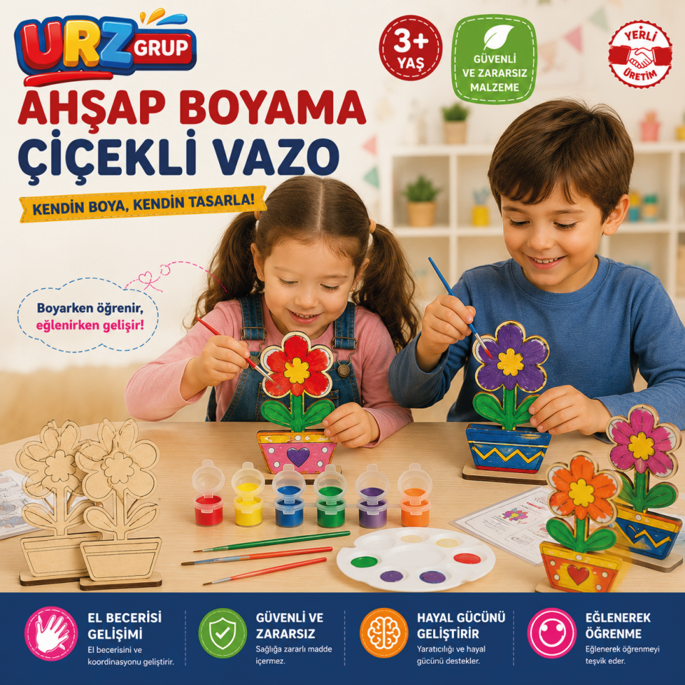 3’lü Ahşap Boyama ve El Sanatları Seti