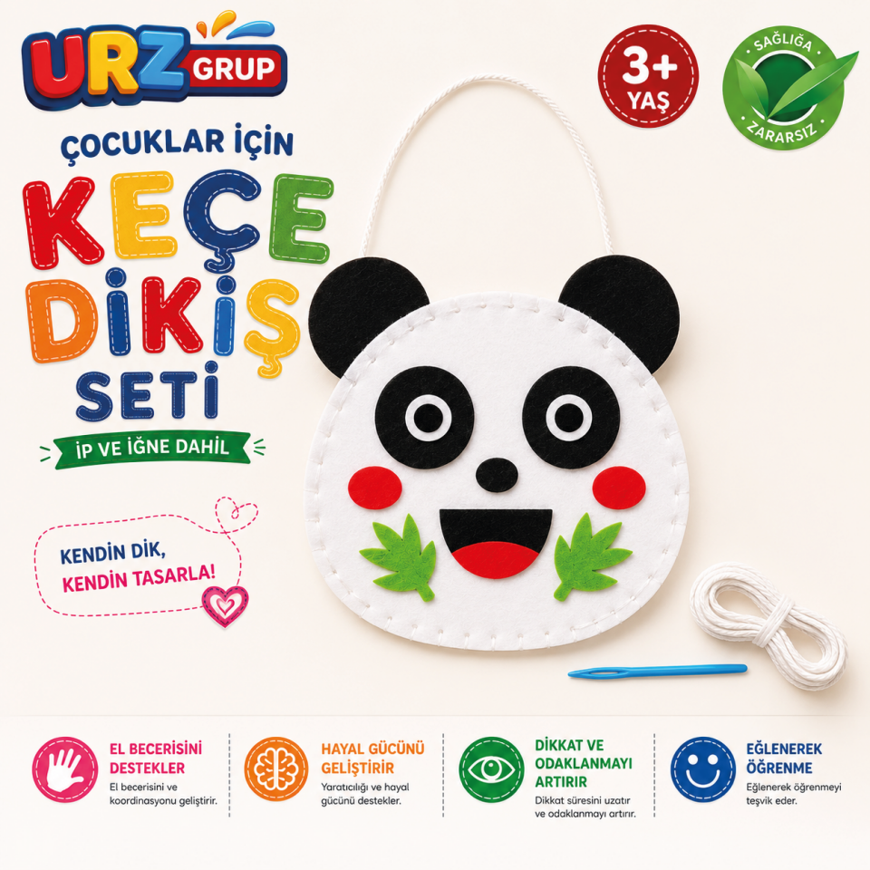 Eğitici Dikiş Başlangıç Kiti – Keçe Figürlü Çocuk El İşi Seti