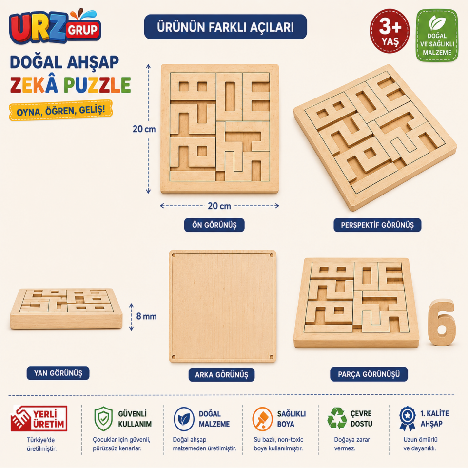 Ahşap Zeka Oyunu Rakamlar | Boya ve Fırça Dahil
