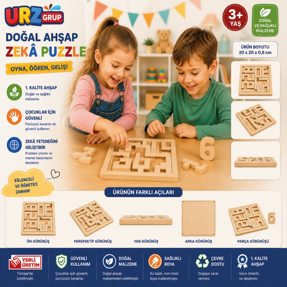 Ahşap Zeka Oyunu Rakamlar | Boya ve Fırça Dahil