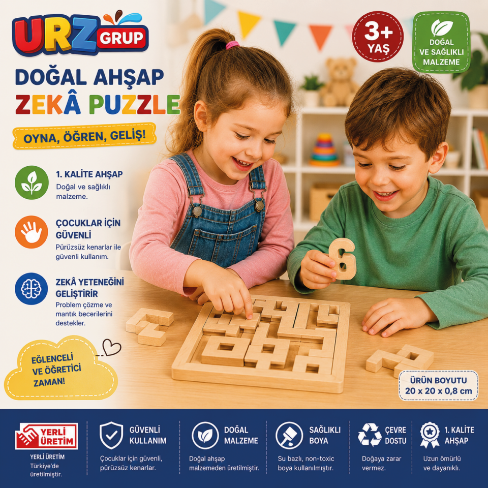 Ahşap Zeka Oyunu Rakamlar | Boya ve Fırça Dahil