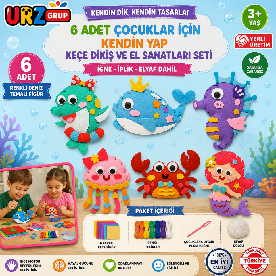 6 Adet Keçe Dikiş El Sanatları Seti