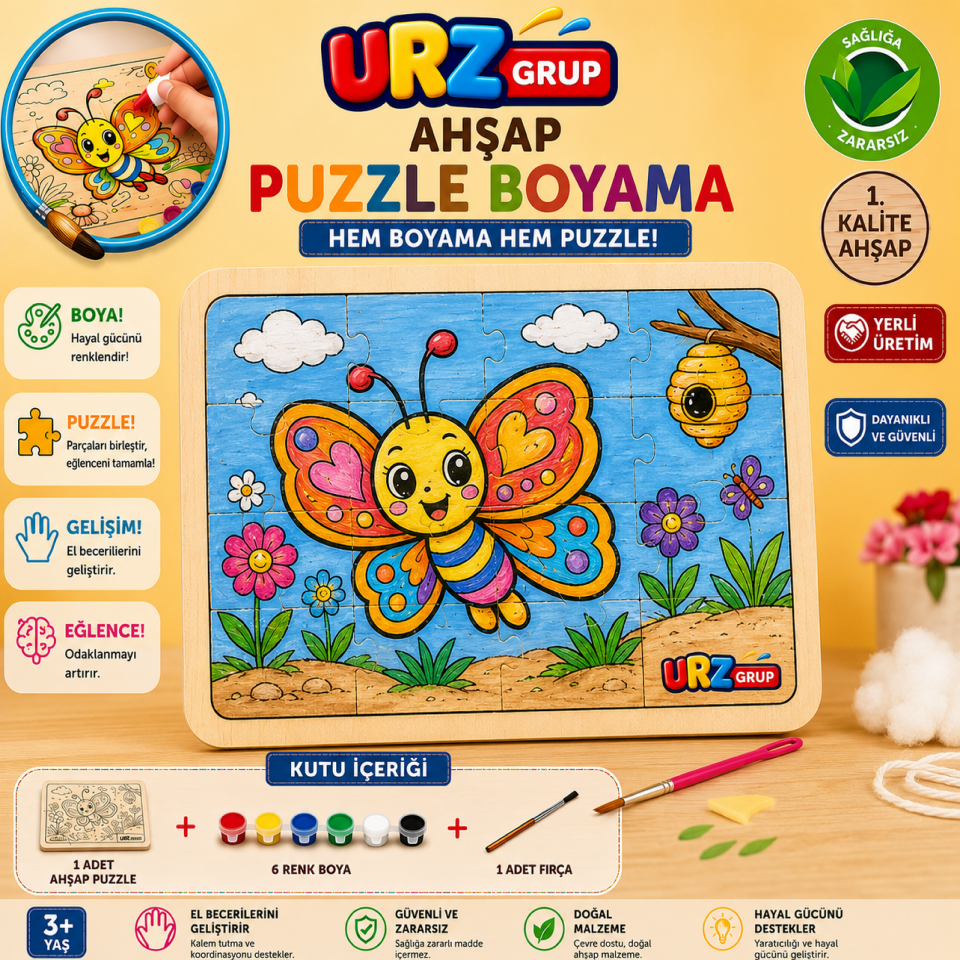 Ahşap Puzzle Boyama Seti