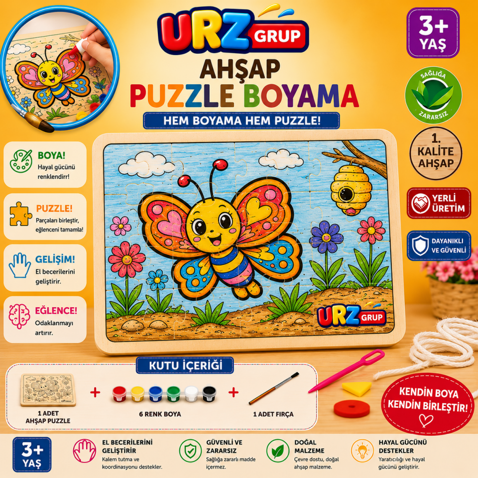 Ahşap Puzzle Boyama Seti