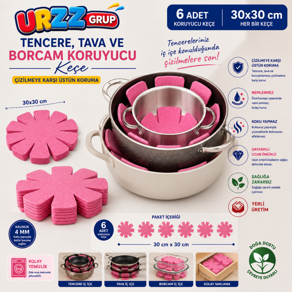 Keçe Tava Tencere Borcam Koruyucu