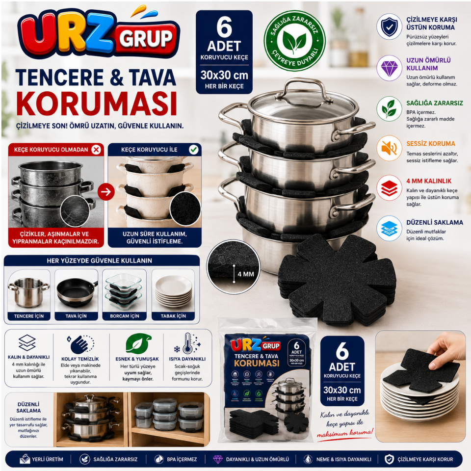 Keçe Tava Tencere Borcam Koruyucu