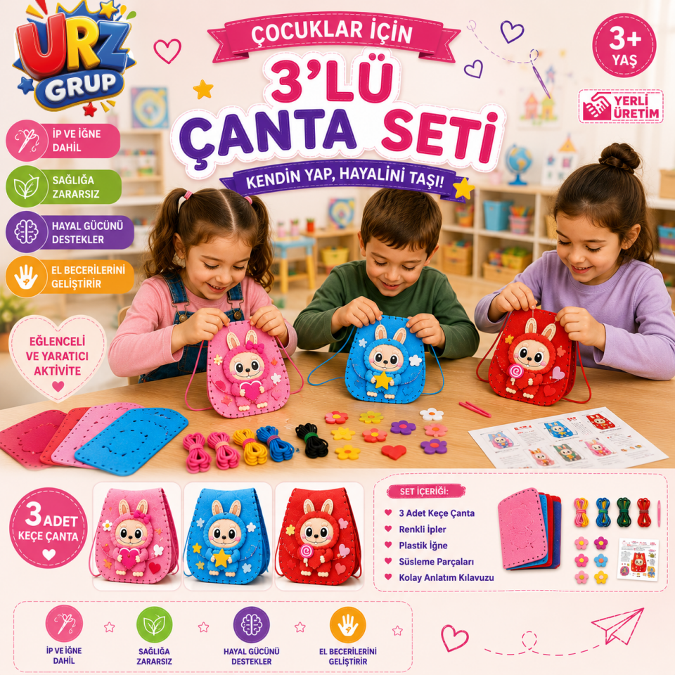 Eğitici Keçe Çanta Dikiş Seti